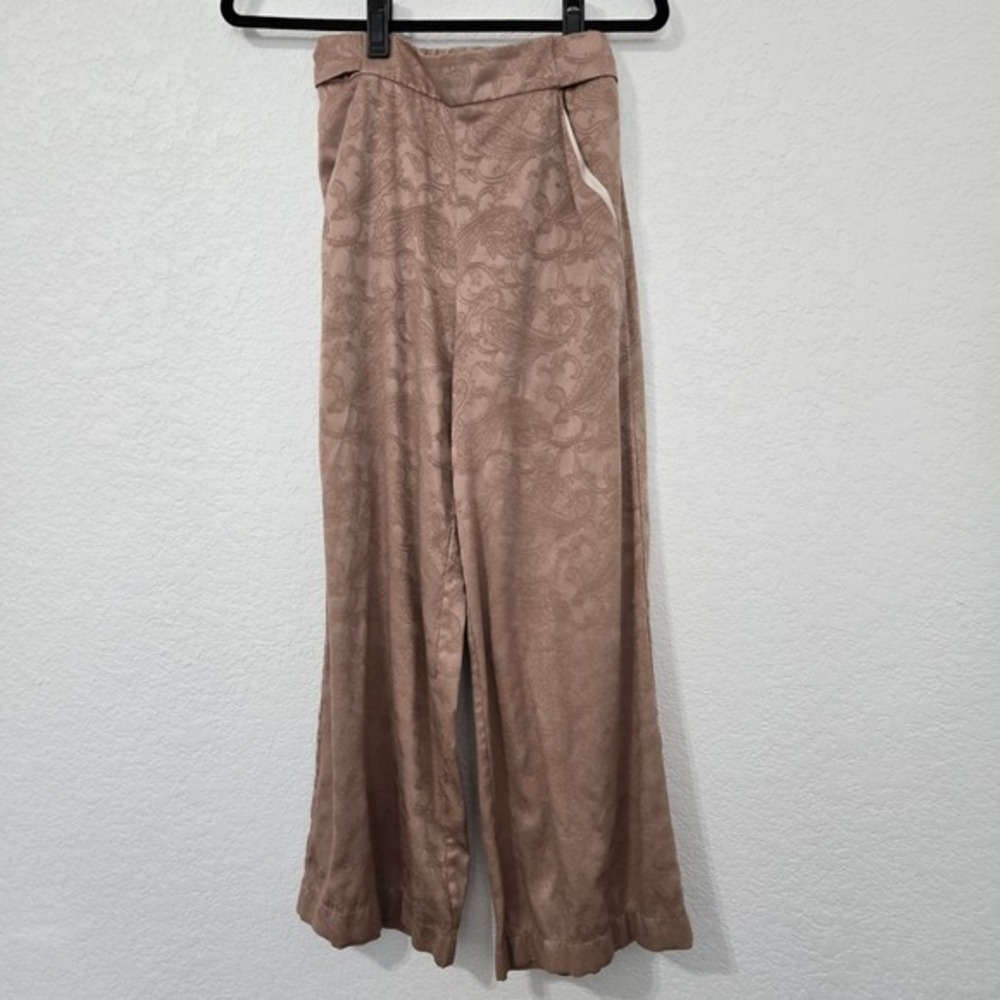 Wilfred Pants Womens Small Taupe Paisley‎ Print Wide Leg Trouser
